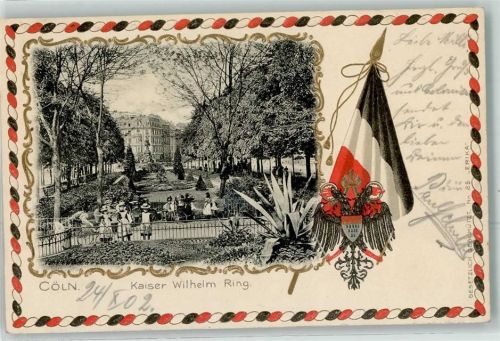 Köln Stadt 1902 Kaiser Wilhelm Ring Fahne Schwarz-Weiß-Rot Adler