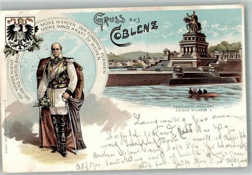 Koblenz 1897 Gruss aus Denkmal und der Kaiser