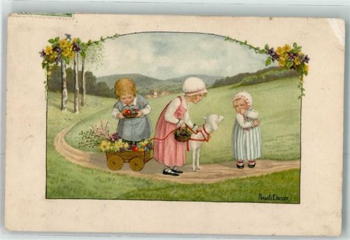 Ostern Kinder Lamm Eier Verlag August Rökl Nr.1323
