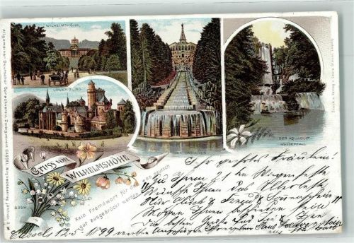 Wilhelmshöhe 1899 Löwenburg Aquadukt-Wasserfall Cascaden Schloß Wilhelmshöhe