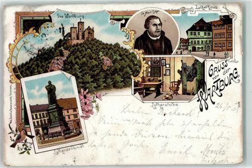 99510 O5321 Wartburg 1901 Lithographie die Wartburg Dr. Martin Luther Lutherhaus Lutherdenkmal Lutherstube