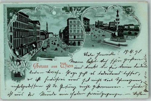 Wien 1898 Praterstrasse Praterstern Mondschein