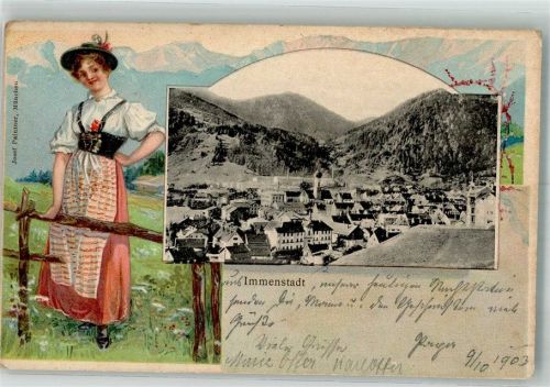 Immenstadt 1903 Immenstadt Tracht Junges Mädchen Passepartout