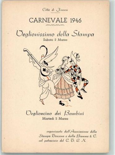 50100 Firenze Künstlerkarte Karneval Ort handschriftlich