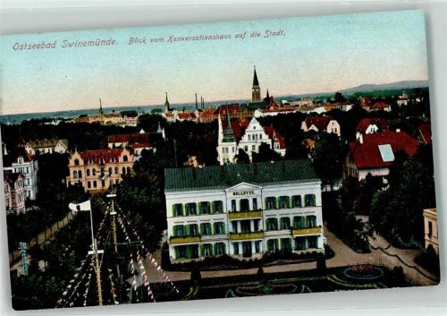 Swinemünde Blick vom Konversationshaus auf die Stadt Hotel Bellevue