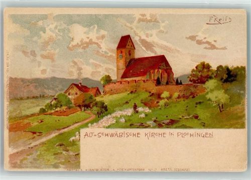 Plochingen Alt-Schwäbische Kirche sign F. Reiß
