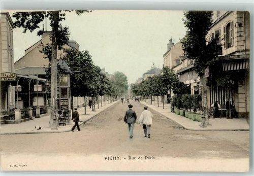 Vichy 1909 Rue de Paris Litfaßsäule Werbung Byrrh