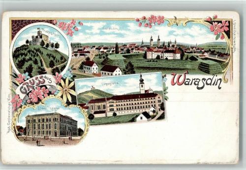 Warasdin Stadt-Theater Burg Trakostyan Lepoglava Lithographie