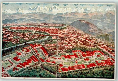 Bern Berne Landesausstellung Bern 1914 Vogelschau Frobenius A.Ö. Basel Gewerbeausstellung Künstlerkarte