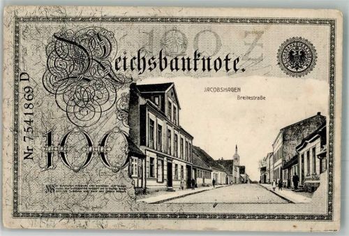 Jakobshagen Reichsbanknote Breitestraße Geldschein AK