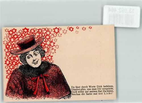 1898 Lithographie Humor Lass Dich durch Worte nicht betören Bildkarte