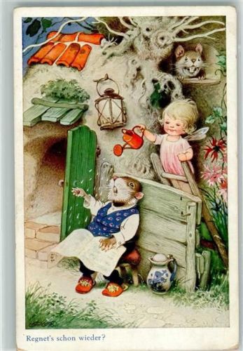 Maus vermenschlicht Elfe Serie 1484/2 Verlag Oppel & Hess Baumgarten, Fritz