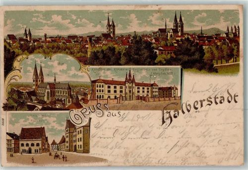 Halberstadt 1899 Dom Kaserne des Kürasiert Regiments von Sydlitz Hozmarkt Rathaus