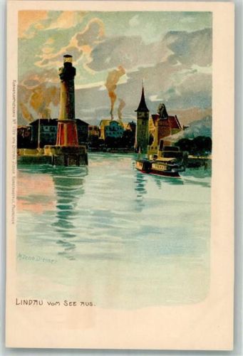 Lindau 1900 Hafeneinfahrt Zieher, Ottmar Nr. 1754