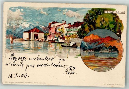 28838 Stresa 1903 Lithographie sign. Wielandt, M. Isola Bella