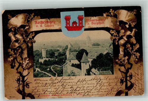 Rothenburg 1902 Burgmauer Burgtor Wappen