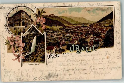 Urach 1896 Lithographie Hotel zur Post