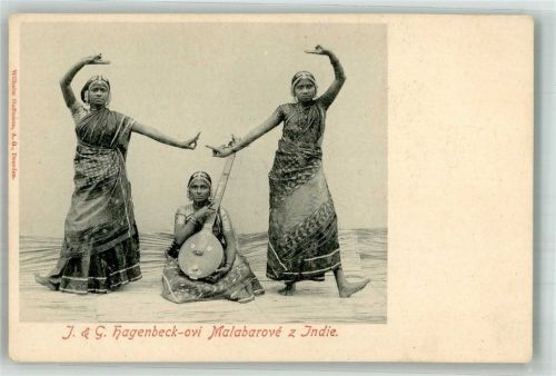 Stellingen 1904 Völkerschau Malabarove aus Indien Tänzerin altes Ind. Instrument