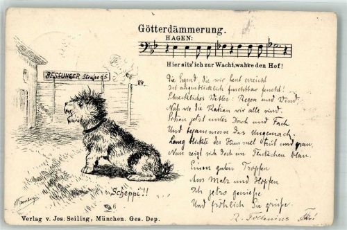 1899 Verlag Jos. Seiling München Hund, hier sitz ich zur Wacht
