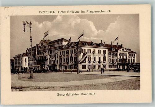 01067 O8000 Dresden 1926 - Hotel Bellevue Flaggenschmuck