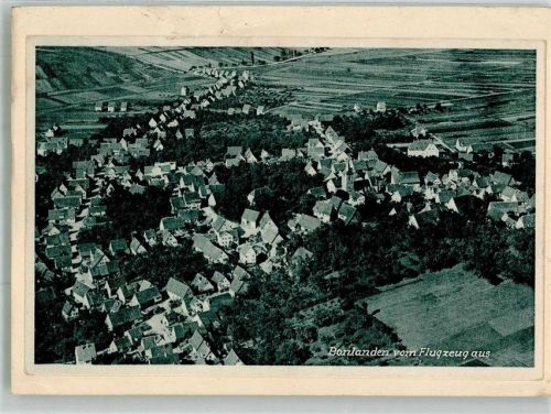 70794 W7024 Bonlanden auf den Fildern 1935 FOTO KEINE AK Fliegeraufnahme des Ortes mit Georgskirche Original aufmontierte Verlagsmusterkarte
