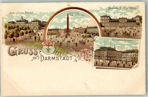 Darmstadt Main-Neckar-Bahnhof Louisenplatz Post- u. Palais Alexander