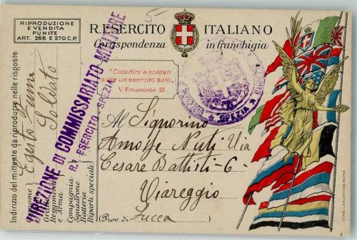 1918 Stempel Direzione di Commissariato Militaire R. Esercito Spezial Fahnen Engel