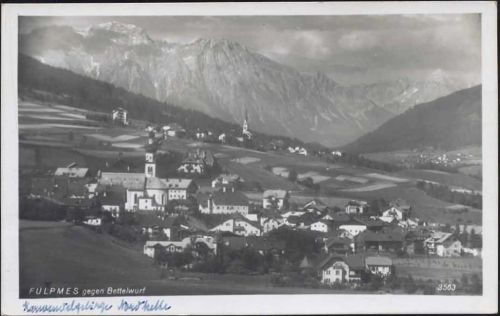 1939 Fulpmes: Ansicht, gegen Bettelwurf,Alpiner Kunstverlag Wilhelm Stempfle AKU1