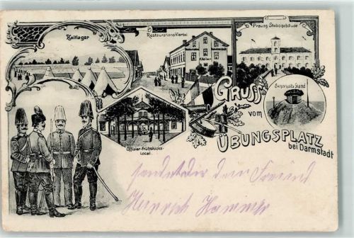 Darmstadt 1917 Truppenübungsplatz Zeltlager Restaurations-Viertel Preuss. Stabsgebäude Militärs