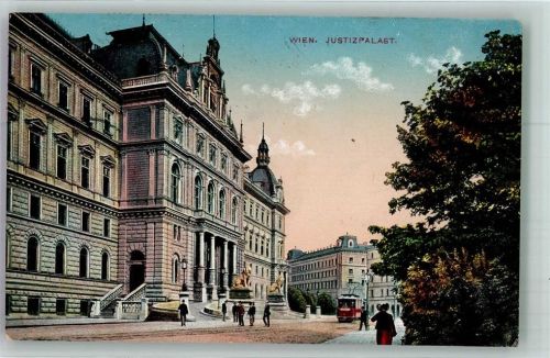 Wien 1912 Justizgebäude Straßenbahn