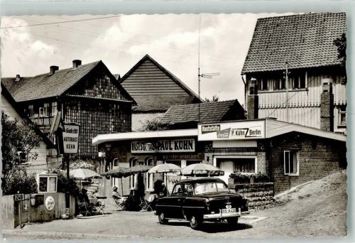 38729 W3372 Lutter am Barenberge Foto AK Rasthaus Kühn Emailleschild Opel
