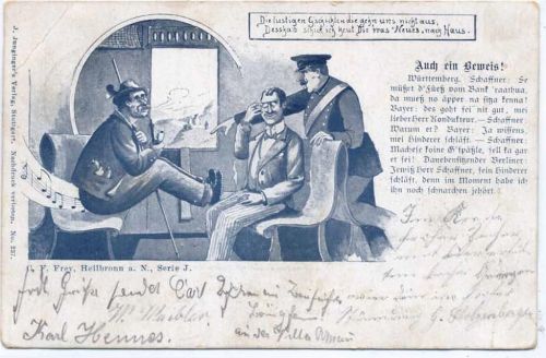 1899 Fahrgäste im Zugabteil, Schaffner, Humor, Witz, Künstler-AK,J. Jungingers Verlag,sign. C. F. Frey