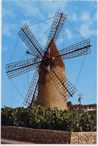 um 1980/90 Mallorca, Windmühle (windmill). Spanien (Spain).,Edic. Bohigas AKU2