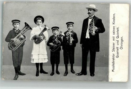 Öhringen 1910 Musikdirektor Steiner mit seinen Kindern Quartett Qunintett