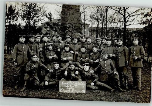 Augsburg 1914 WK I Soldaten Ersatz Bat. 3. b. Inf. Reg Rekr. Depot III. 15. Korop. Ort handschriftlich