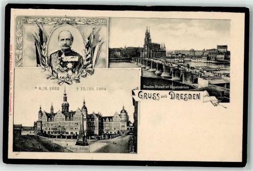 Dresden Altstadt mit Augustabrücke Kgl. Schloss Kaiser Wilhelm II.