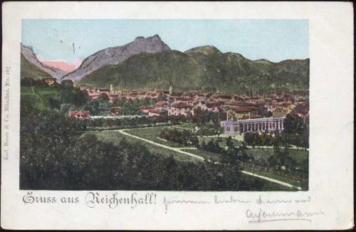 1899 Bad Reichenhall: Ansicht, golden glitzernde Fenster,Karl Braun & Co.