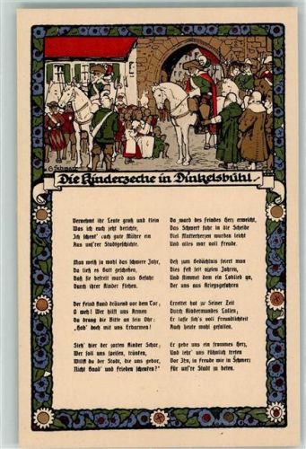 91550 W8804 Dinkelsbühl Künstlersteindruck Die Kinderzeche Pferd Kinder Gedicht