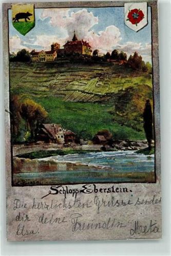 Gernsbach 1899 Schloss Eberstein Wappen sign C. Biese