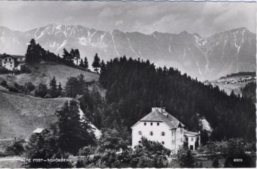 um 1950/60 Schönberg, Alte Post mit Panorama,Oberhaidinger AKU1