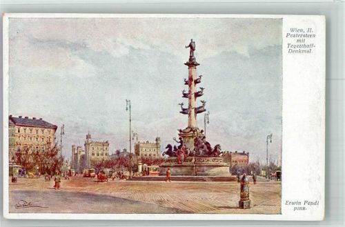 Wien sign. Pendl, E. Praterstern Tegetthoff- Denkmal