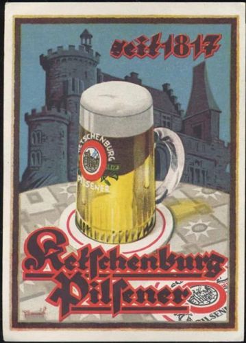 um 1930/40 Ketschenburg Pilsener, Reklame.,La Rüllesche Lith.Anstalt