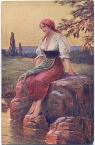 1916 Gemälde, C.V. Muttich, -verlassen-