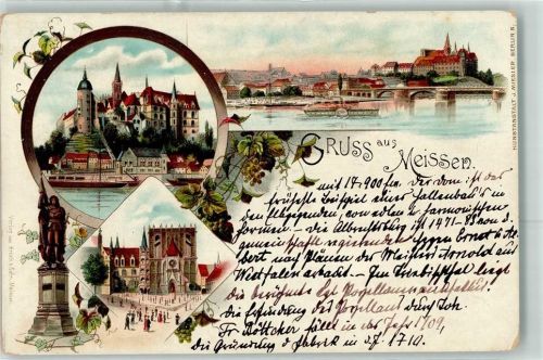 Meißen Gruss Raddampfer Brücke Denkmal Reben