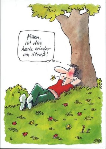 um 1989 Mann liegt unterm Baum,Joker edition,sign. Erich Rauschenbach AKU2