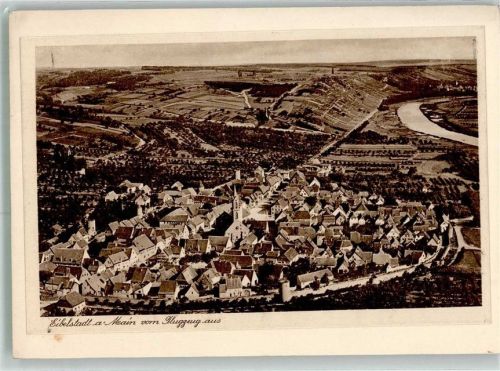 Eibelstadt Fliegeraufnahme Original aufmontierte Verlagsmusterkarte