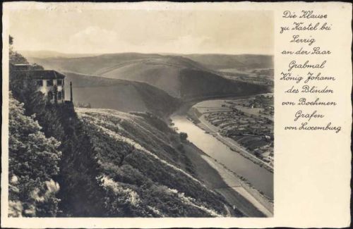 um 1930/40 Serrig, Klause zu Kastel, Grabmal König Johann des Blinden,Ferd. Hegner AKU1