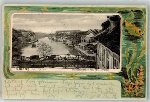 96047 W8600 Bamberg 1901 Lithographie Unt. Brücke