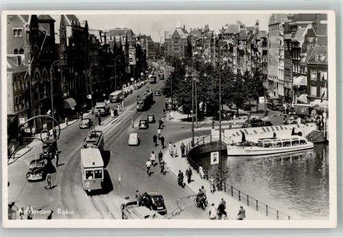 Amsterdam 1954 Auto Straßenbahn Rokin
