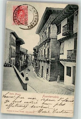 Fuenterrabia 1910 Gasse Calle Mayor Marke bildseitig